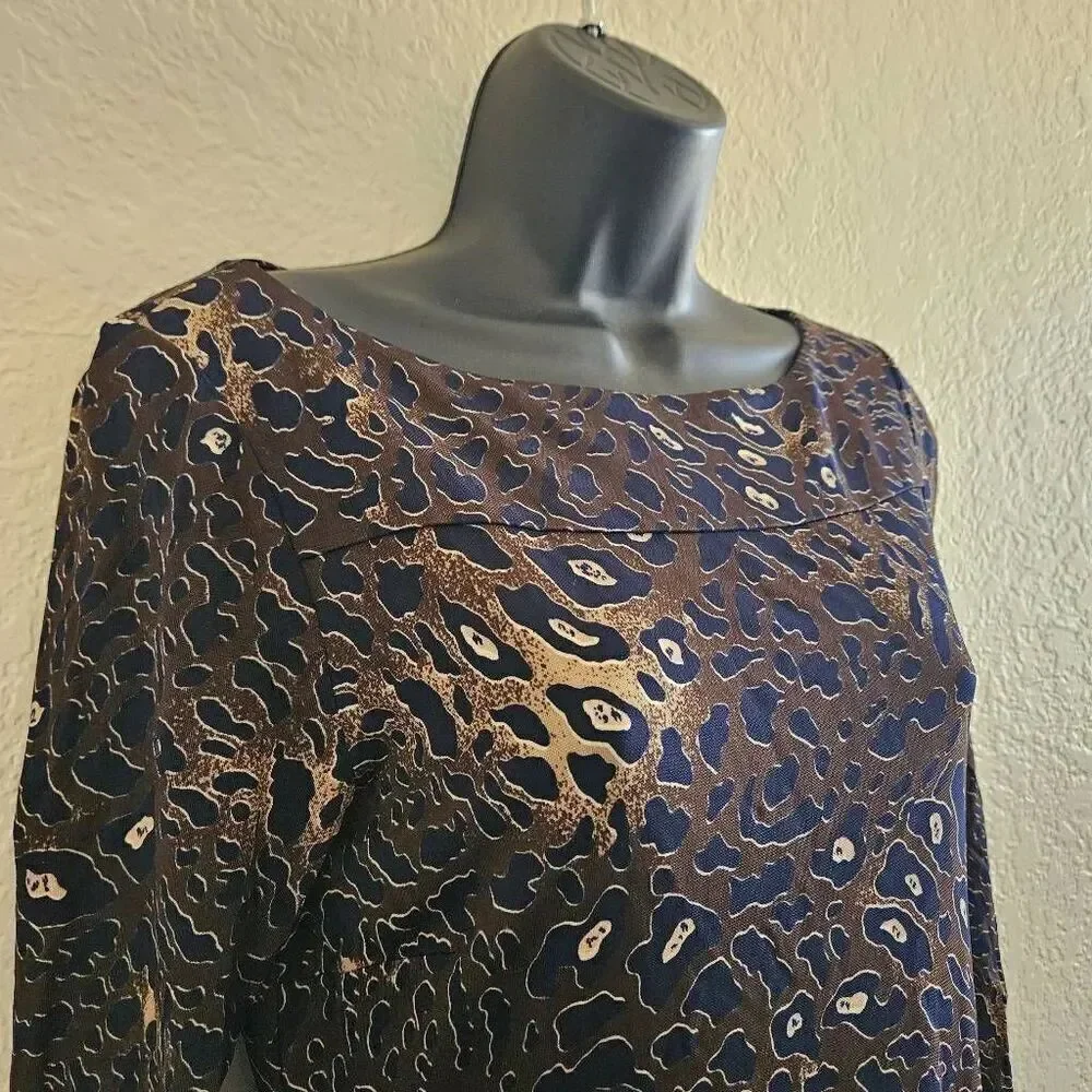 Tory Burch Denise Navy Leopard Dress
